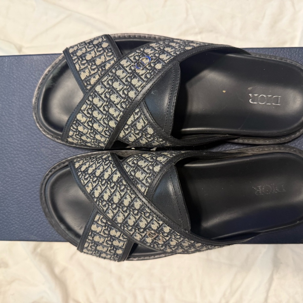 Dior Monogram Black and Gray Slides